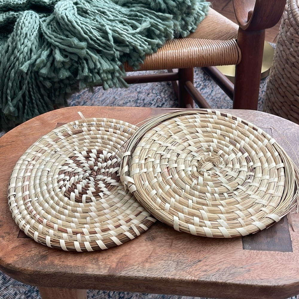 Sweetgrass Charleston basket woven trivets set of 2